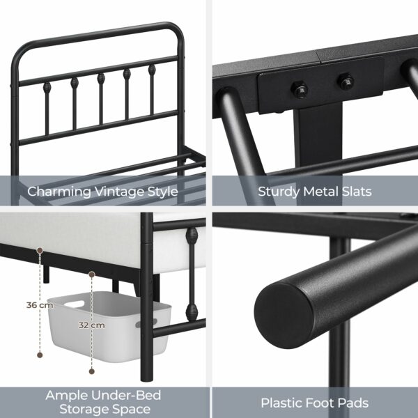 Single Bed Frame Vintage Iron Platform Bed 3ft
