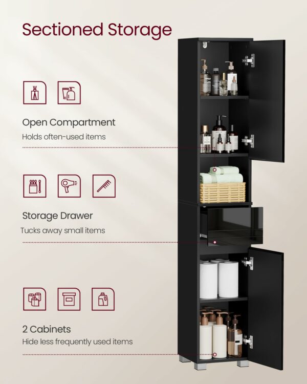 Tall Slim Bathroom Storage Cabinet Black