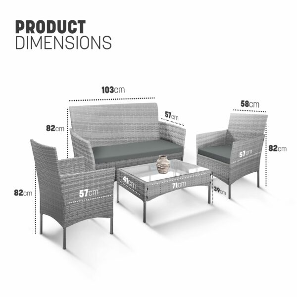 Rattan garden set with lounger, chairs, and table