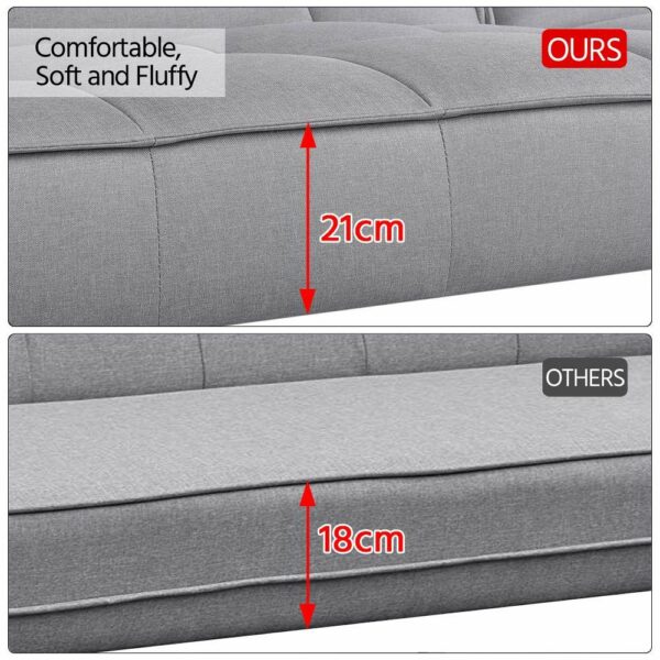 Modern Velvet Sofa Bed 3 Seater Click Clack Sofa Grey