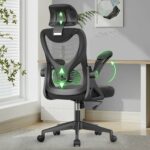 Ergonomic High Back Office Chair with Headrest & Flip-up Armrests – Black