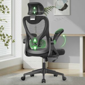Ergonomic High Back Office Chair with Headrest & Flip-up Armrests – Black