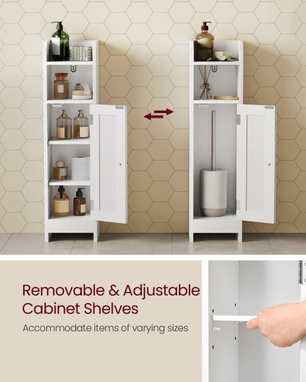 Freestanding Bathroom Floor Storage Cabinet with Door and Adjustable Shelves