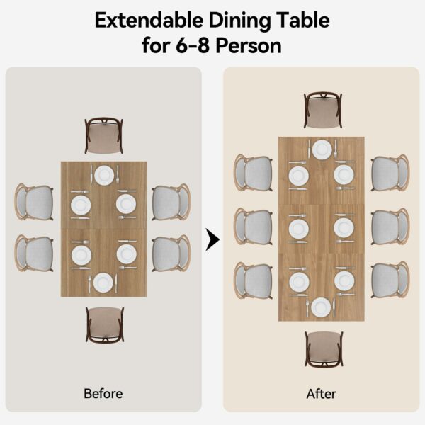 Dining Table Wood Extendable Table for 6-8 People 110-150cm