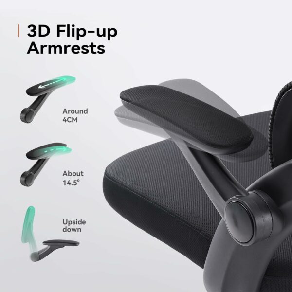 High Back Mesh Office Chair with Adjustable Lumbar Support (Black)