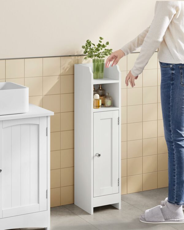Freestanding Bathroom Floor Storage Cabinet with Door and Adjustable Shelves