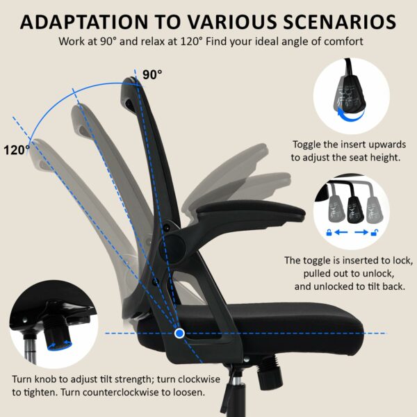 Ergonomic High Back Office Chair with Adjustable Armrest & Lumbar Support – Black