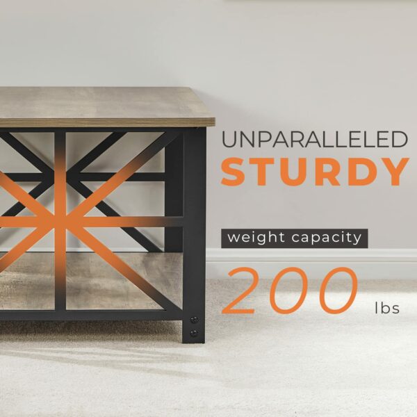 Coffee Table with 2-Tier Storage Grey Wash