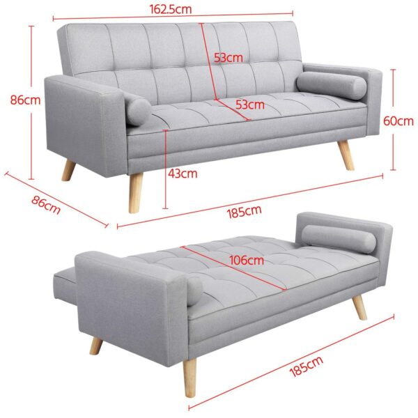 Modern Velvet Sofa Bed 3 Seater Click Clack Sofa Grey
