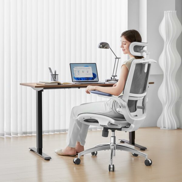 Ergonomic Office Chair with Flip-up Armrests & Dynamic Lumbar Support – Grey