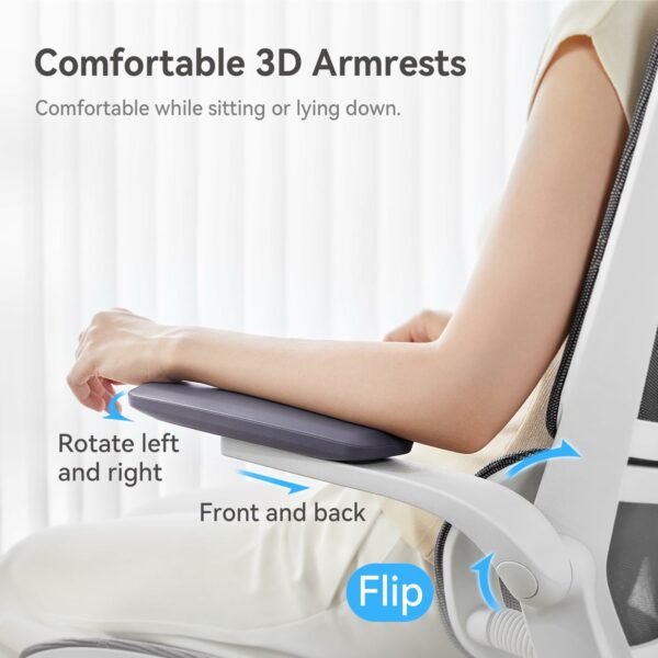 Ergonomic Office Chair with Flip-up Armrests & Dynamic Lumbar Support – Grey