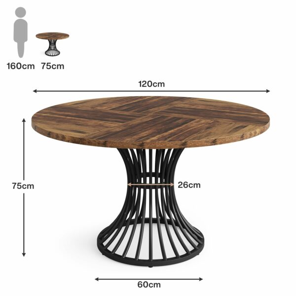Round Dining Table for 4-6 People Rustic Brown