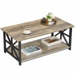 Coffee Table with 2-Tier Storage Grey Wash