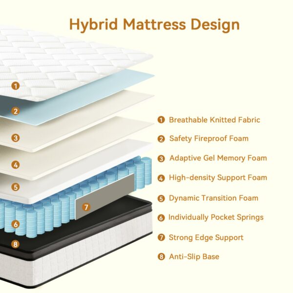 Mattress Single Memory Foam Pocket Spring Mattress Orthopedic 90x190x27cm