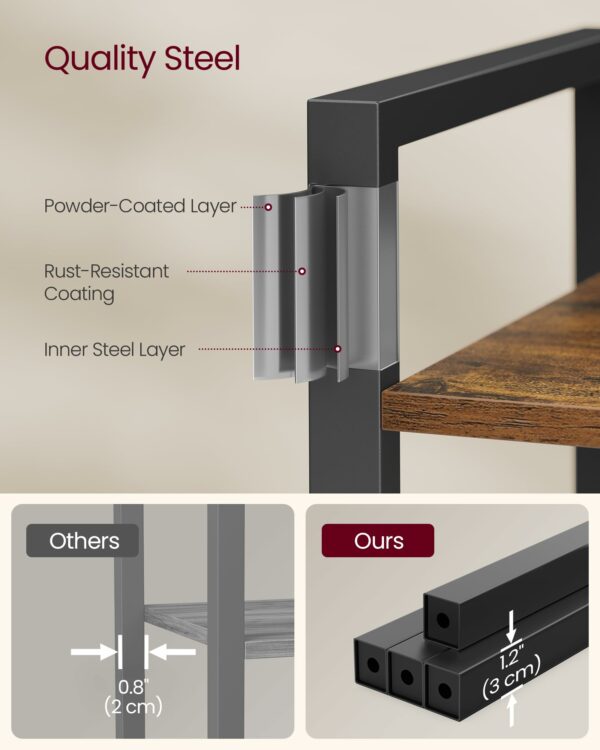 Industrial 6-Tier Bookshelf, Rustic Brown and Black