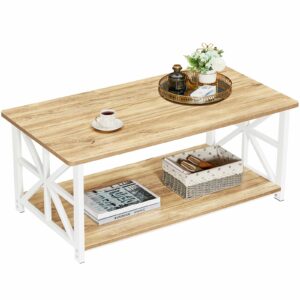 Coffee Table with 2-Tier Storage Oak