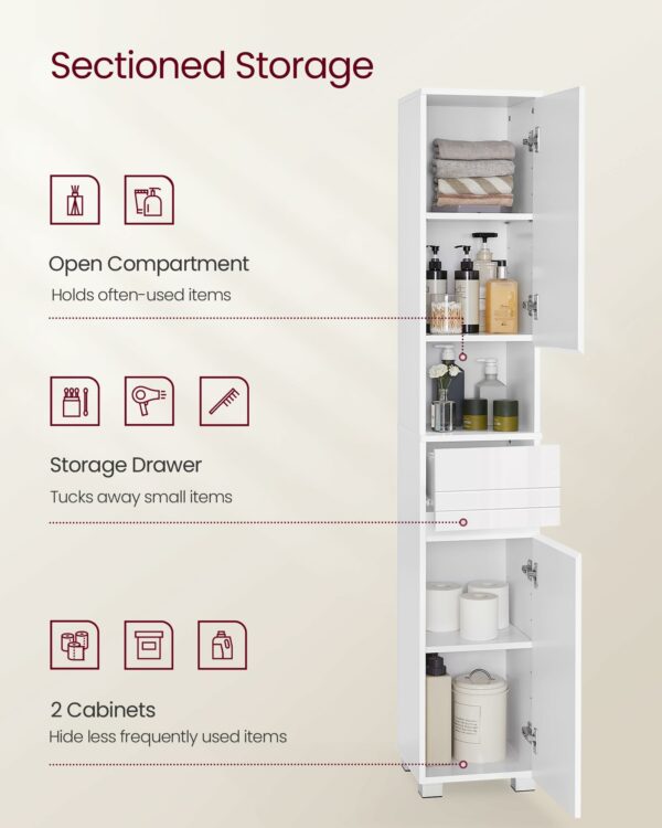 Tall Slim Bathroom Storage Cabinet White