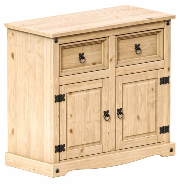 Solid Waxed Pine Wood Sideboard, 2 Doors 2 Drawers
