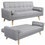 Modern Velvet Sofa Bed 3 Seater Click Clack Sofa Grey