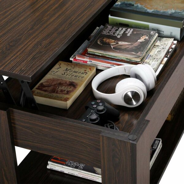 Lift Up Coffee Table Wooden Lifting Coffee Table with Hidden Storage Espresso