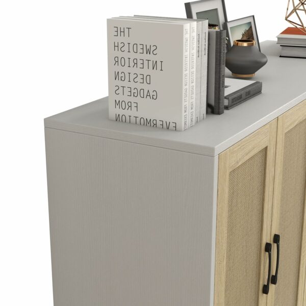 White Rattan Sideboard Cabinet