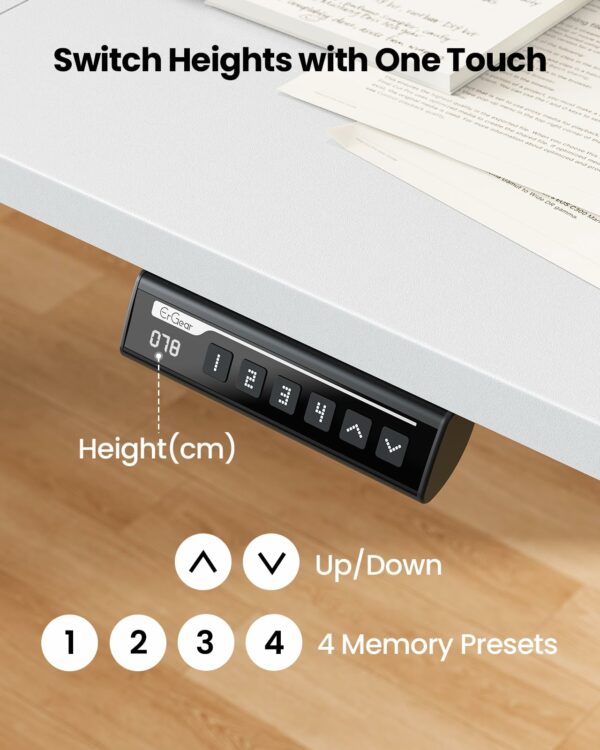 Electric Standing Desk Height Adjustable 120 x 60cm White