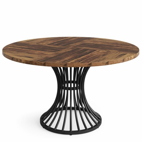 Round Dining Table for 4-6 People Rustic Brown