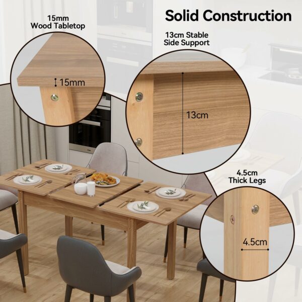 Dining Table Wood Extendable Table for 6-8 People 110-150cm