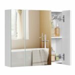 Bathroom Wall Cabinet with Mirror – 3 Door Storage Unit White