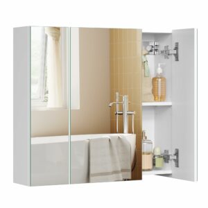 Bathroom Wall Cabinet with Mirror – 3 Door Storage Unit White