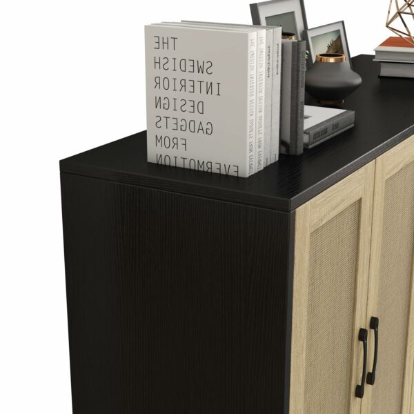 Black Rattan Sideboard Cabinet