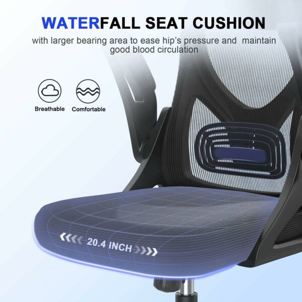 Ergonomic High Back Office Chair with Headrest & Flip-up Armrests – Black