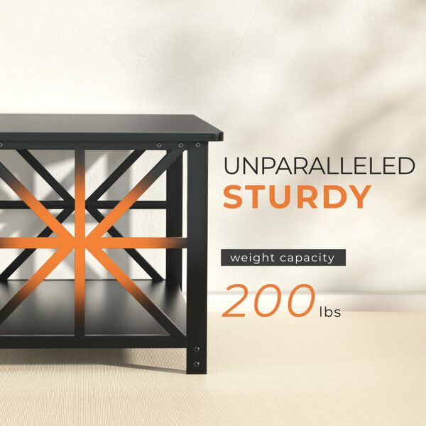 Coffee Table with 2-Tier Storage Black