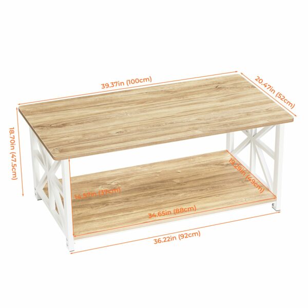 Coffee Table with 2-Tier Storage Oak