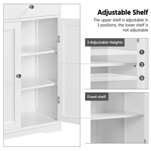 Bathroom Floor Cabinet – Freestanding Storage Unit with 4 Drawers & 2 Doors White