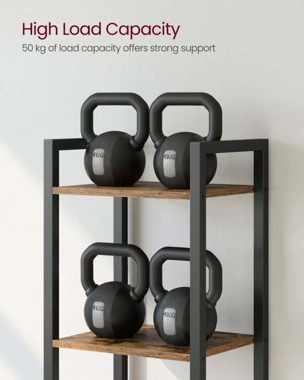 Industrial 6-Tier Bookshelf, Rustic Brown and Black
