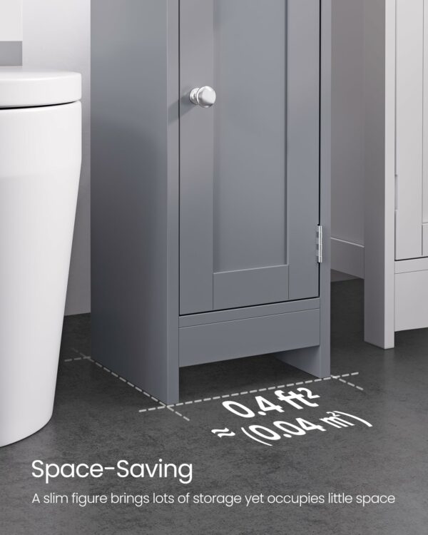 Slim Freestanding Bathroom Storage Cabinet with Door and Adjustable Shelves