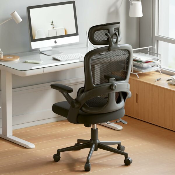 High Back Mesh Office Chair with Adjustable Lumbar Support (Black)