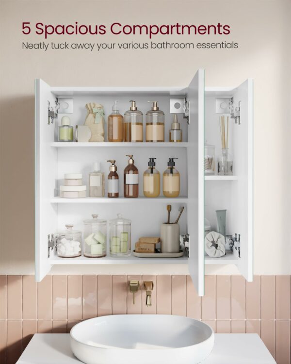 Bathroom Wall Cabinet with Mirror – 3 Door Storage Unit White