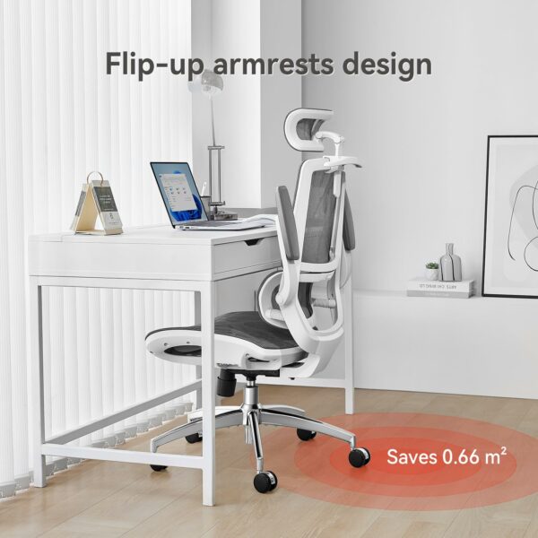 Ergonomic Office Chair with Flip-up Armrests & Dynamic Lumbar Support – Grey