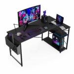 L-Shaped Gaming Desk 100x70 cm with Storage Shelves and Bag Black