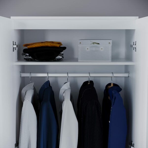 White 2 Door Wardrobe with Shelf & Hanging Rail