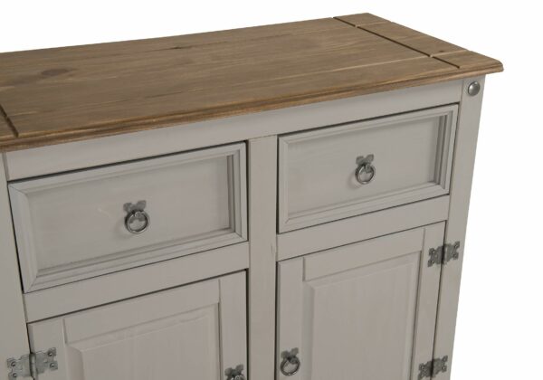 Grey Solid Pine Sideboard with 3 Doors and 3 Drawers