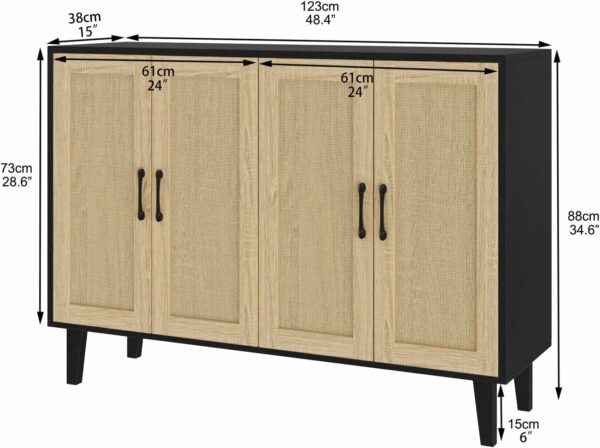 Black Rattan Sideboard Cabinet