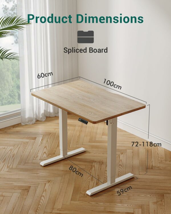 Electric Height Adjustable Standing Desk – 100x60 cm