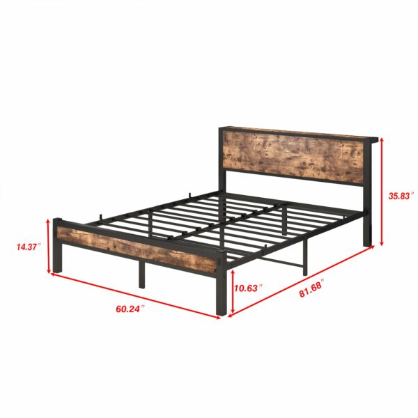 King Size Bed Frame with Storage Wooden Headboard 150×200cm