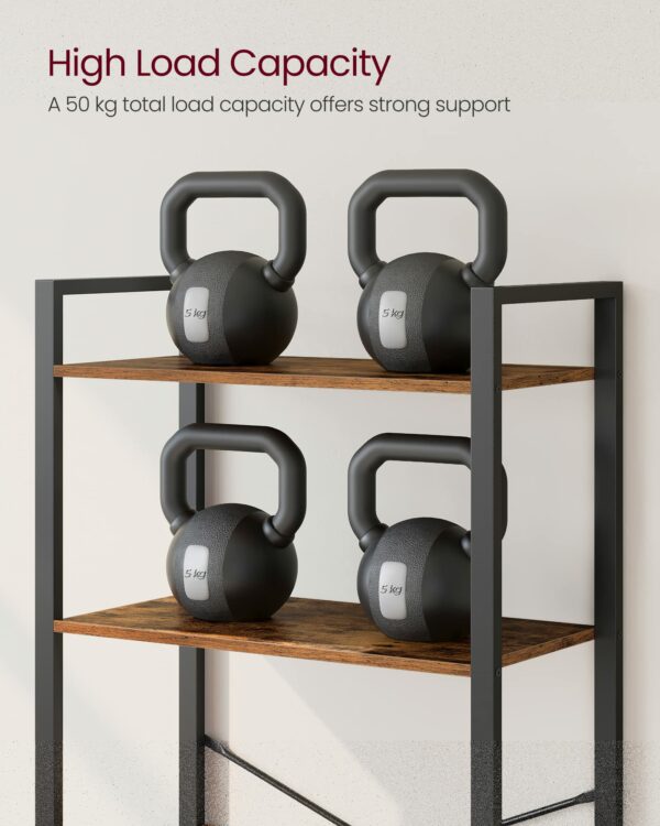 Industrial 5-Tier Bookshelf, Rustic Brown and Black