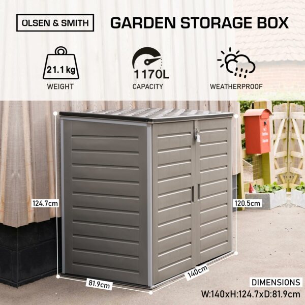 Extra Large Outdoor Garden Storage Box 1170L with Padlock Plastic Shed