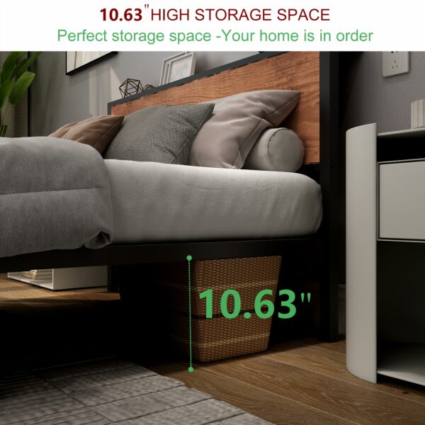 King Size Bed Frame with Storage Wooden Headboard 150×200cm