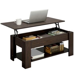Lift Up Coffee Table Wooden Lifting Coffee Table with Hidden Storage Espresso